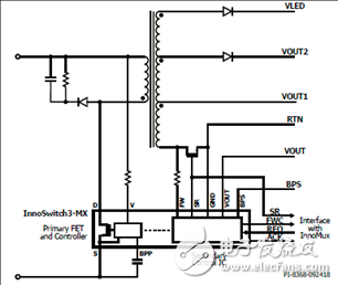 Power IntegrationsInnoSwitch3－MX 45W多输出电源参考设计DER－635