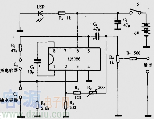 LM386低电压音频功率放大器电路图