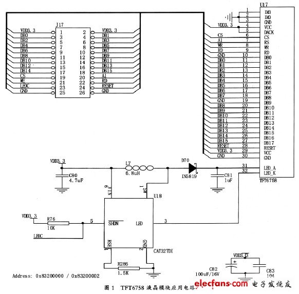 TFT6758液晶模块应用电路