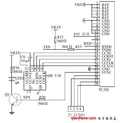 TC35I 与微控制器的电路连接图