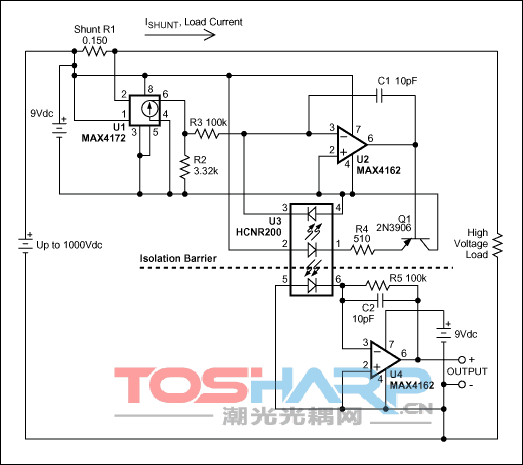 光耦将高端电流检测器的工作电压进行扩展