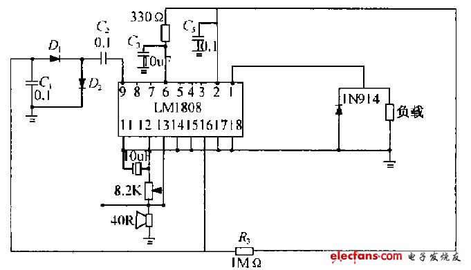 LM1808构成的超声波接收电路