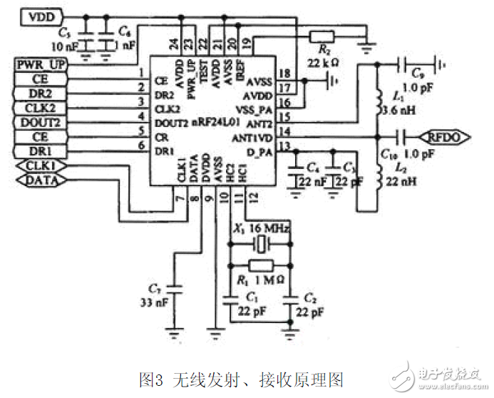 nRF24L01无线温湿度测试系统电路