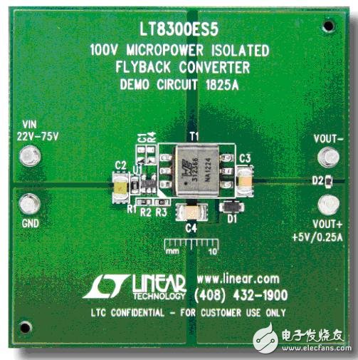  采用 5 引脚 TSOT-23 封装的 100V 微功率 No-Opto 隔离反激式转换器