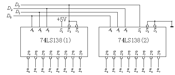 74LS138接成的4线-16线译码器