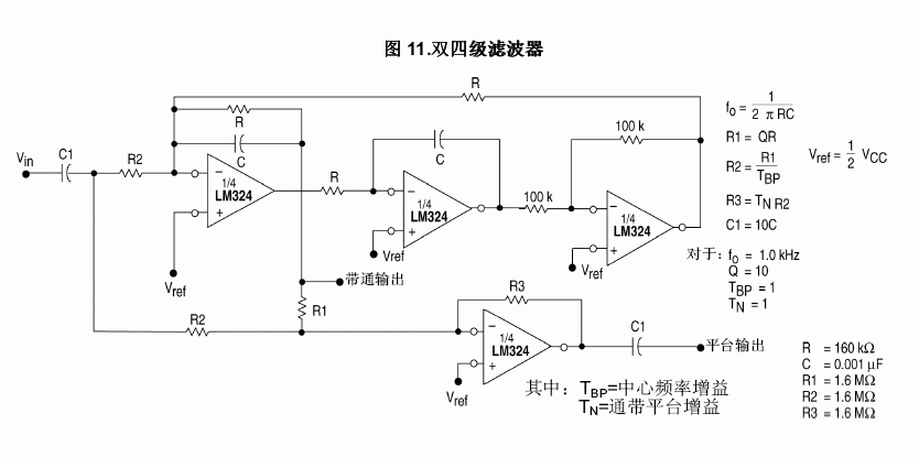 LM324双四级滤波器