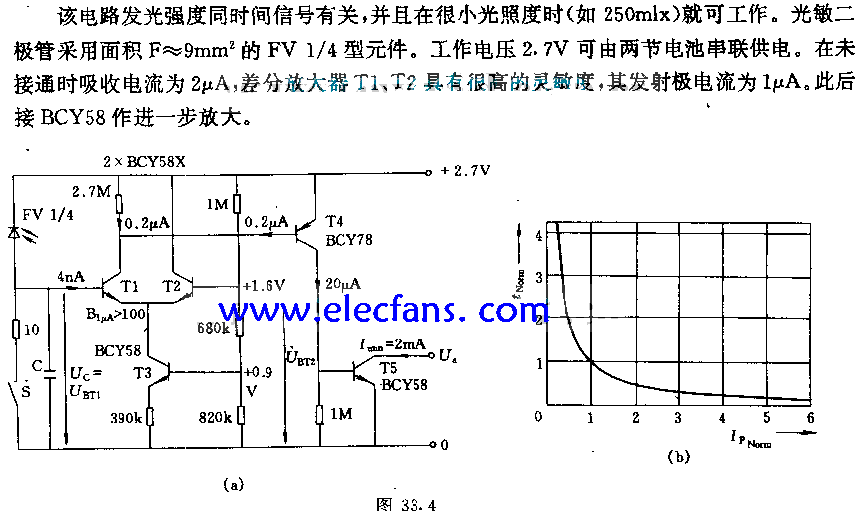 自动控制发光时间及发光强度电路