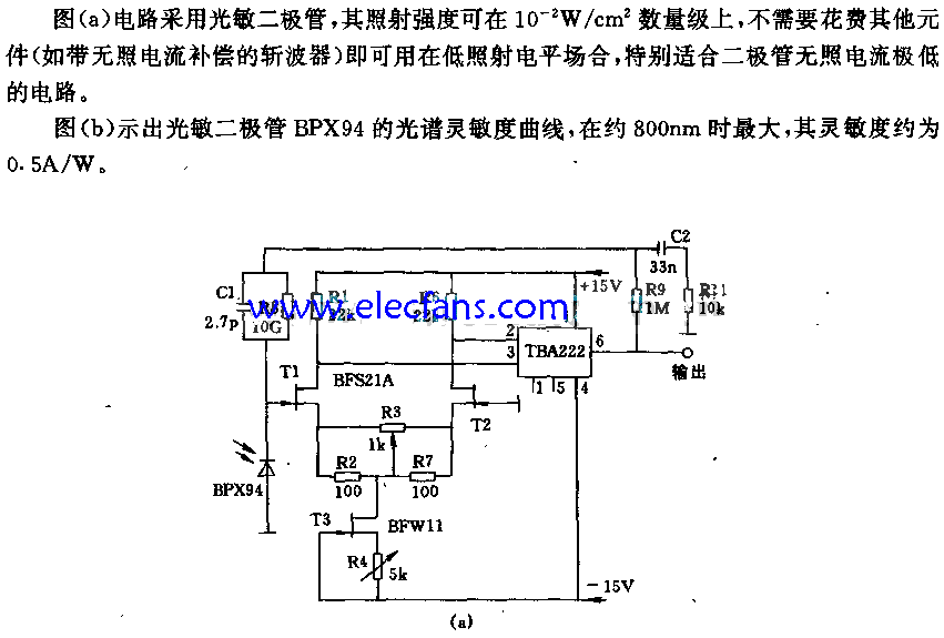 用于测量照射强度很小的电路