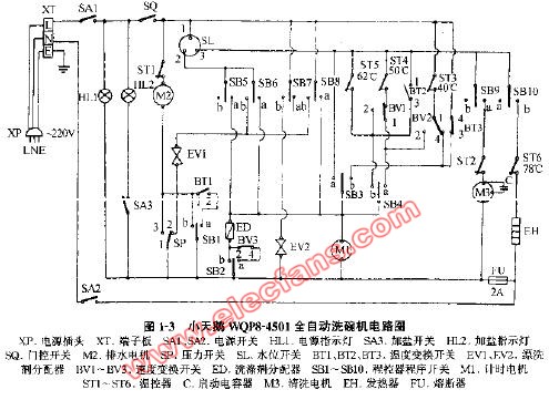 小天鹅wqp84501全自动洗碗机电路图