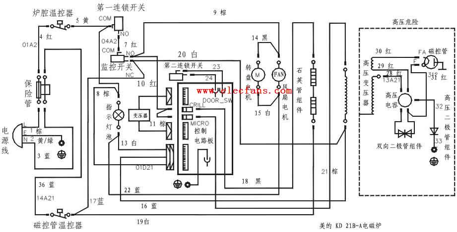 美的kd 21b-a电磁炉电路图