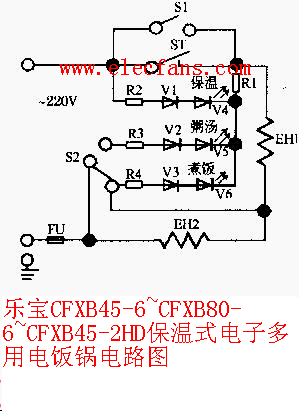 乐宝保温式电子多用电饭锅电路图