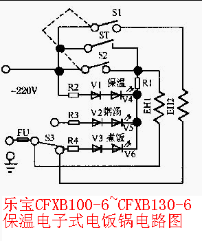 乐宝保温式电子多用电饭锅电路图