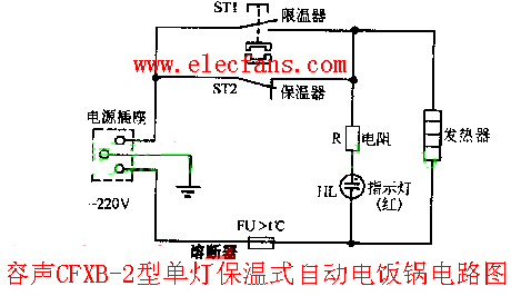 容声单双灯保温式电饭锅电路图CFXB