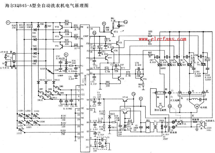 海尔洗衣机电路图XQB45-A型