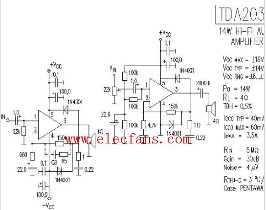 tda2003各引脚功能电压资料