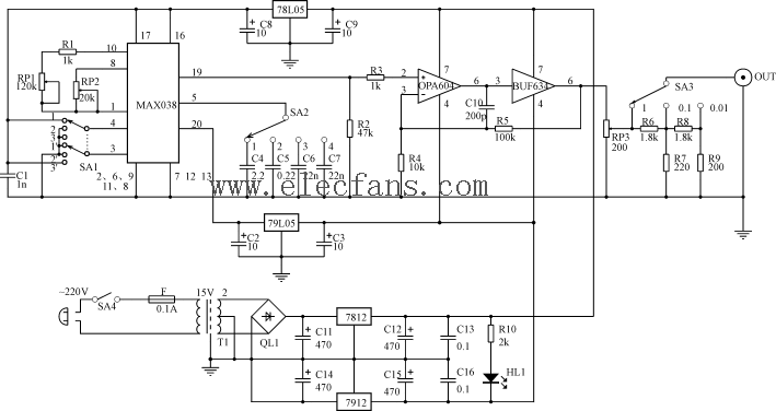 max038做的信号发生器电路