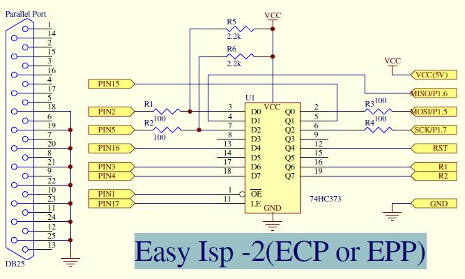 Easy Isp -2(ECP or EPP)与DB25接口