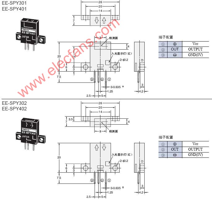 EE-SPY系列凹槽反射型接插件式光电开关