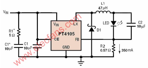 PT4105,LED恒流照明的应用技术图解