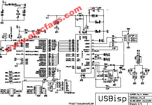 采用USB芯片及M8的ISP接口转接电路图