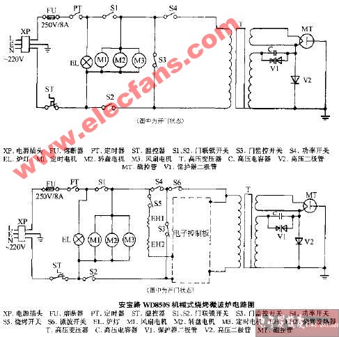 安宝路W800 W800S机械式不锈钢微波炉电路图