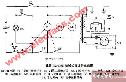韩国RE-630D机械式微波炉电路图