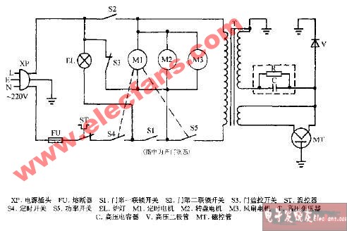 虹云W750机械式微波炉电路图