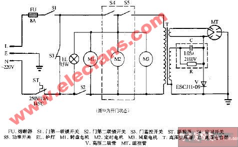 午辰WP800A机械式微波炉电路图