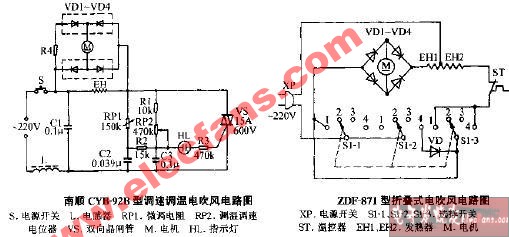 ZDF-871型折叠式电吹风电路图