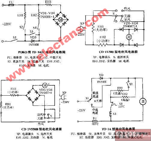 TO-1A型电吹风电路图