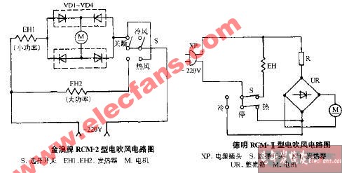 德明RCM-II型电吹风电路图