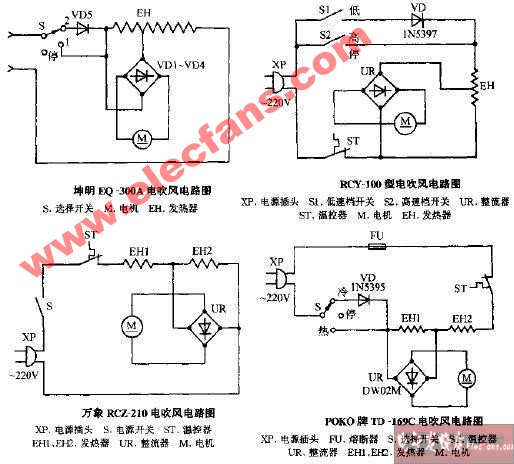 万象RCZ-210电吹风电路图
