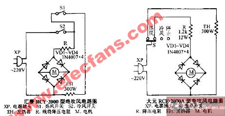 汇康RCY-2000型电吹风电路图