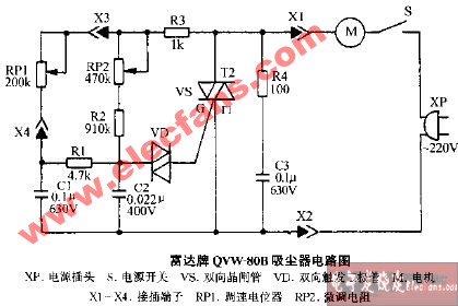 富达牌QVW-80B吸尘器电路图