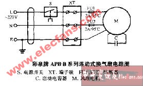 彩泉牌APB-B系列连动式换气扇电路图