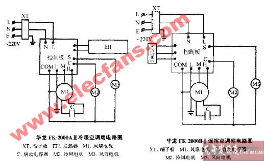 华龙FK-2000A II冷暖空调扇电路图