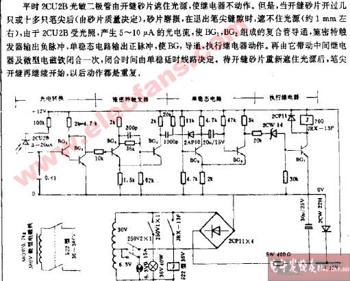 笔尖开缝控制的光电控制电路