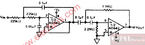 0.1Hz-10Hz带通滤波器电路图