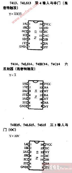 74C14/74HC14/7414引脚功能管脚定义图 -六反