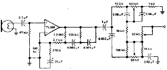 带有音调控制的话筒前置放大器电路图