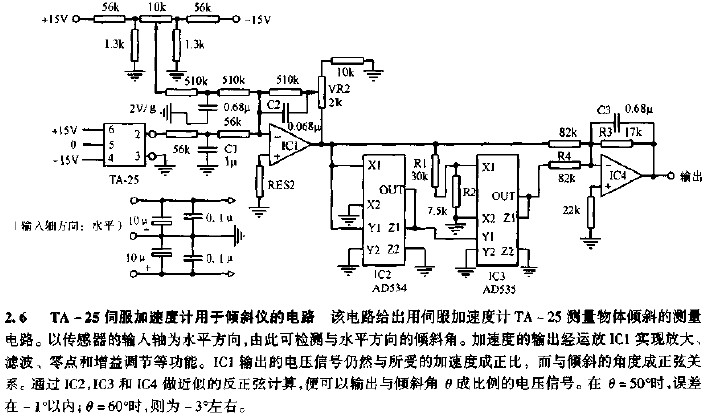 TA-25伺服加速度计用于倾斜仪的电路