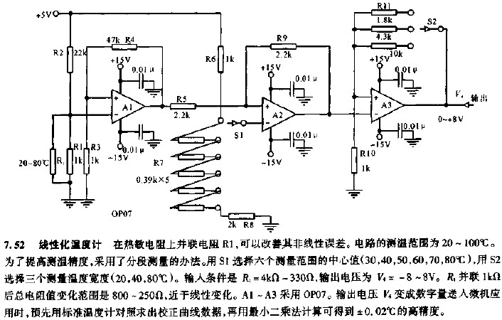 线性化温度计电路