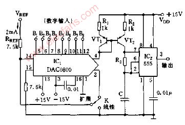 数字控制式无稳态多谐振荡器电路图