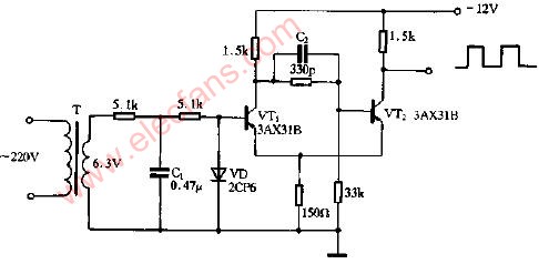 50Hz矩形波发生器电路图