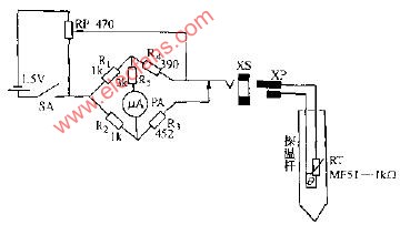 MF53--型热敏电阻器点温计电路图