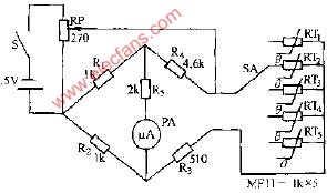 MF53--型热敏电阻器测温仪电路图