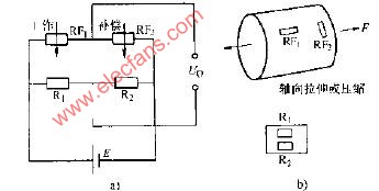 单片工作桥式力敏电桥2电路图