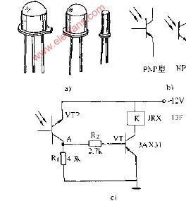 光敏晶体管及光照吸合式继电器电路图