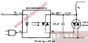MOC3009-MOC3012电感负载电路图