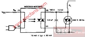 MOC3020-MOC3023电感负载电路图